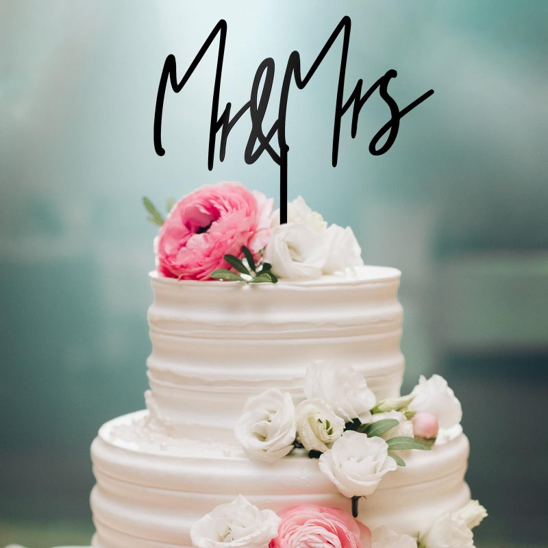 غلاف كعكة الزفاف باللون الأسود من Party to Be Mr & Mrs (تصميم 02) - Image 3